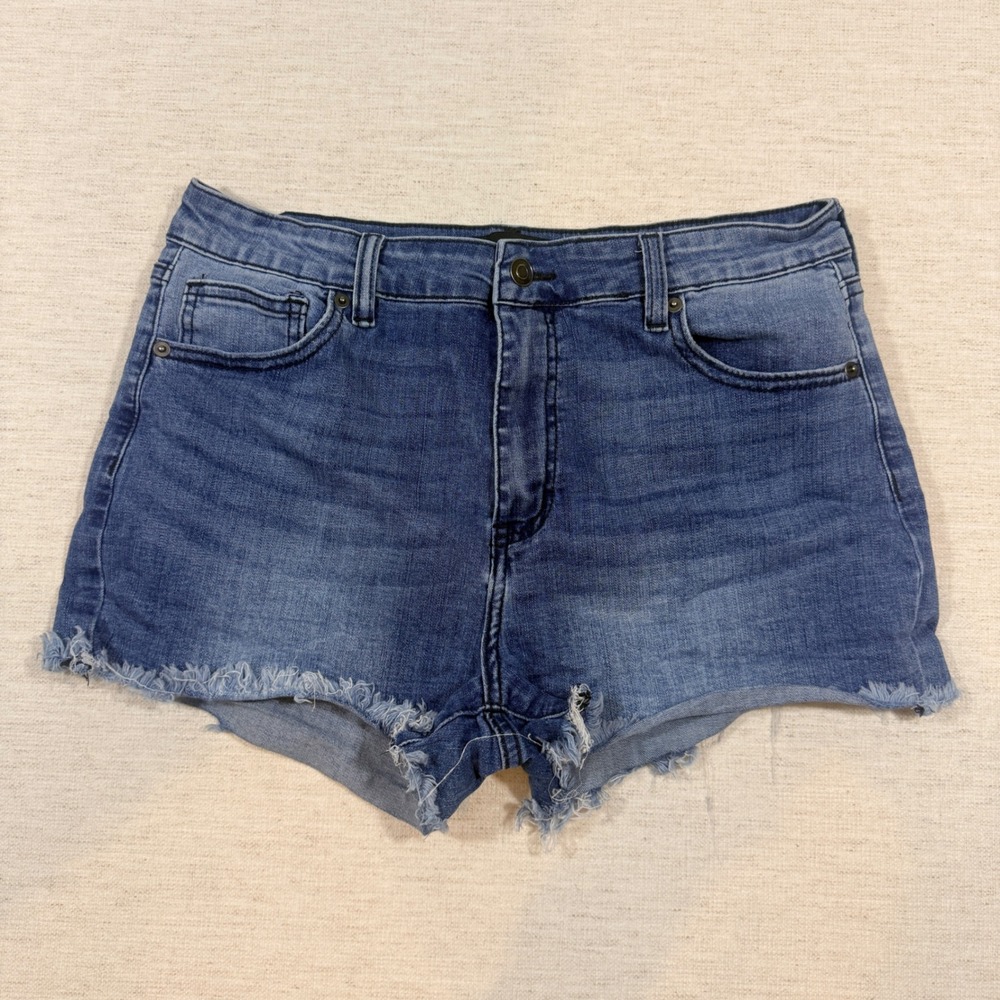 Fashion Nova Denim Shorts Women Size 15 Blue Good Frayed Hem RS3002D